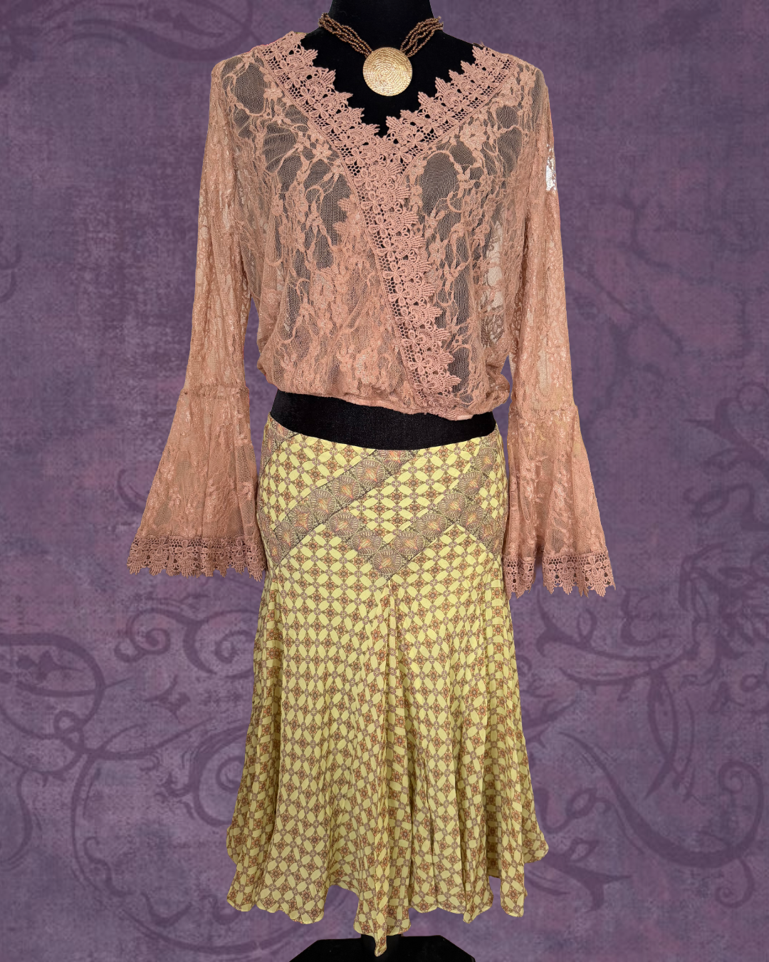 Silk geometric whimsy skirt