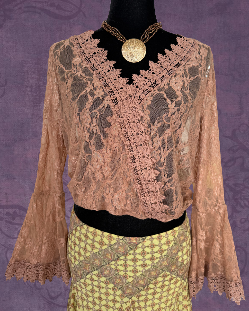 Lace fairy crochet long sleeve top