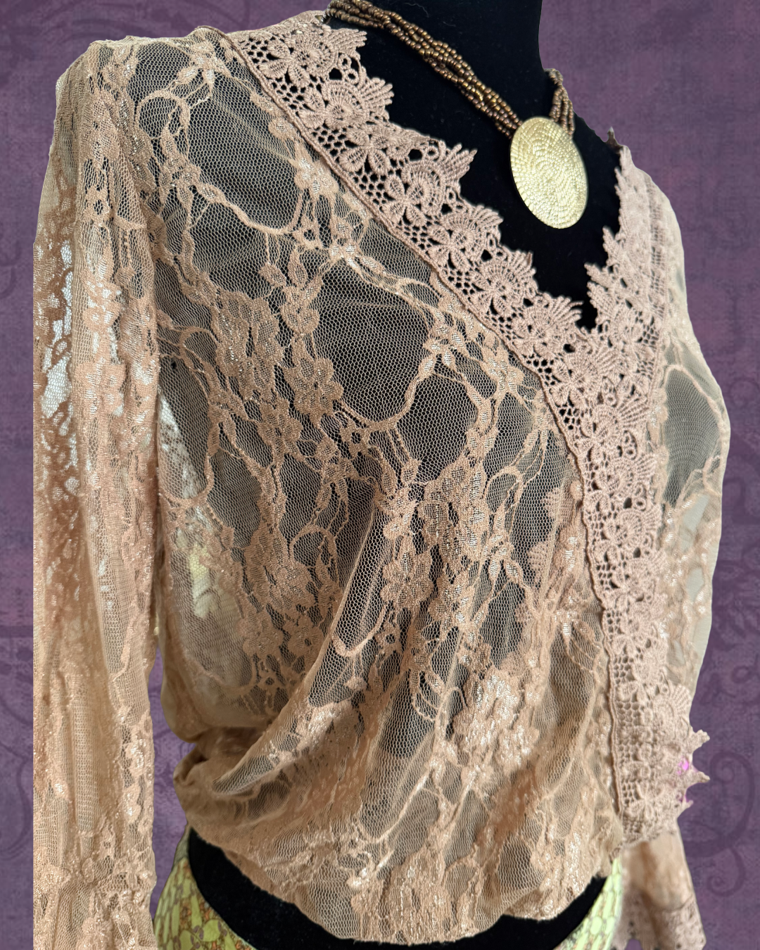 Lace fairy crochet long sleeve top