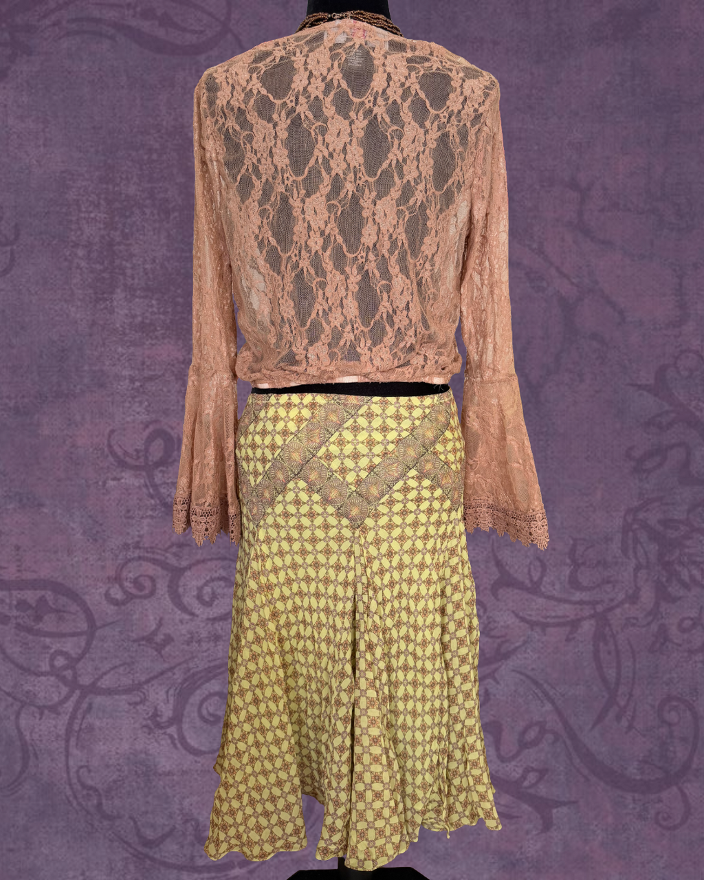 Silk geometric whimsy skirt