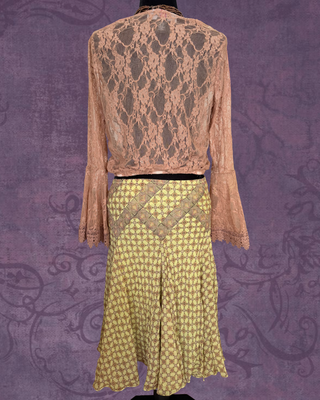 Silk geometric whimsy skirt