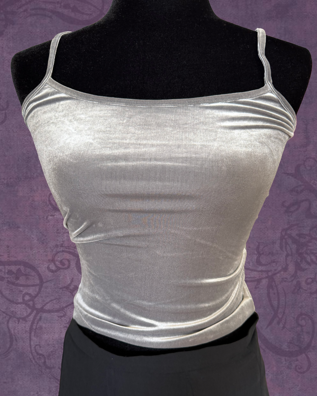Silver velvet tank top