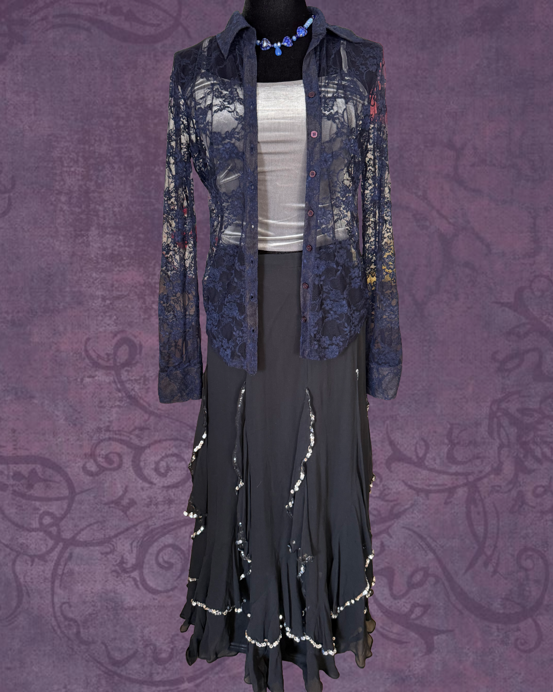 Jellyfish sequined maxi skirt