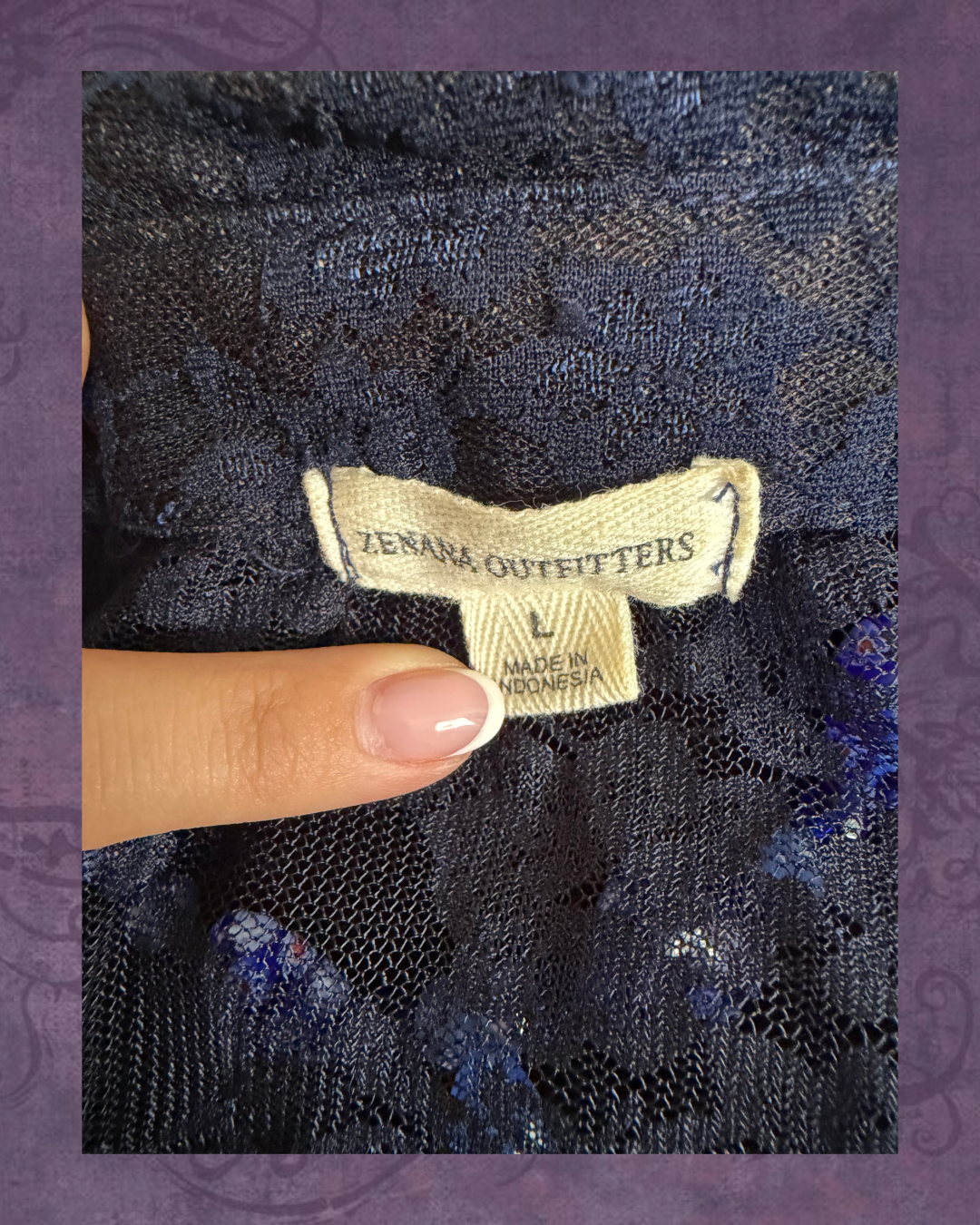 Lace navy button up