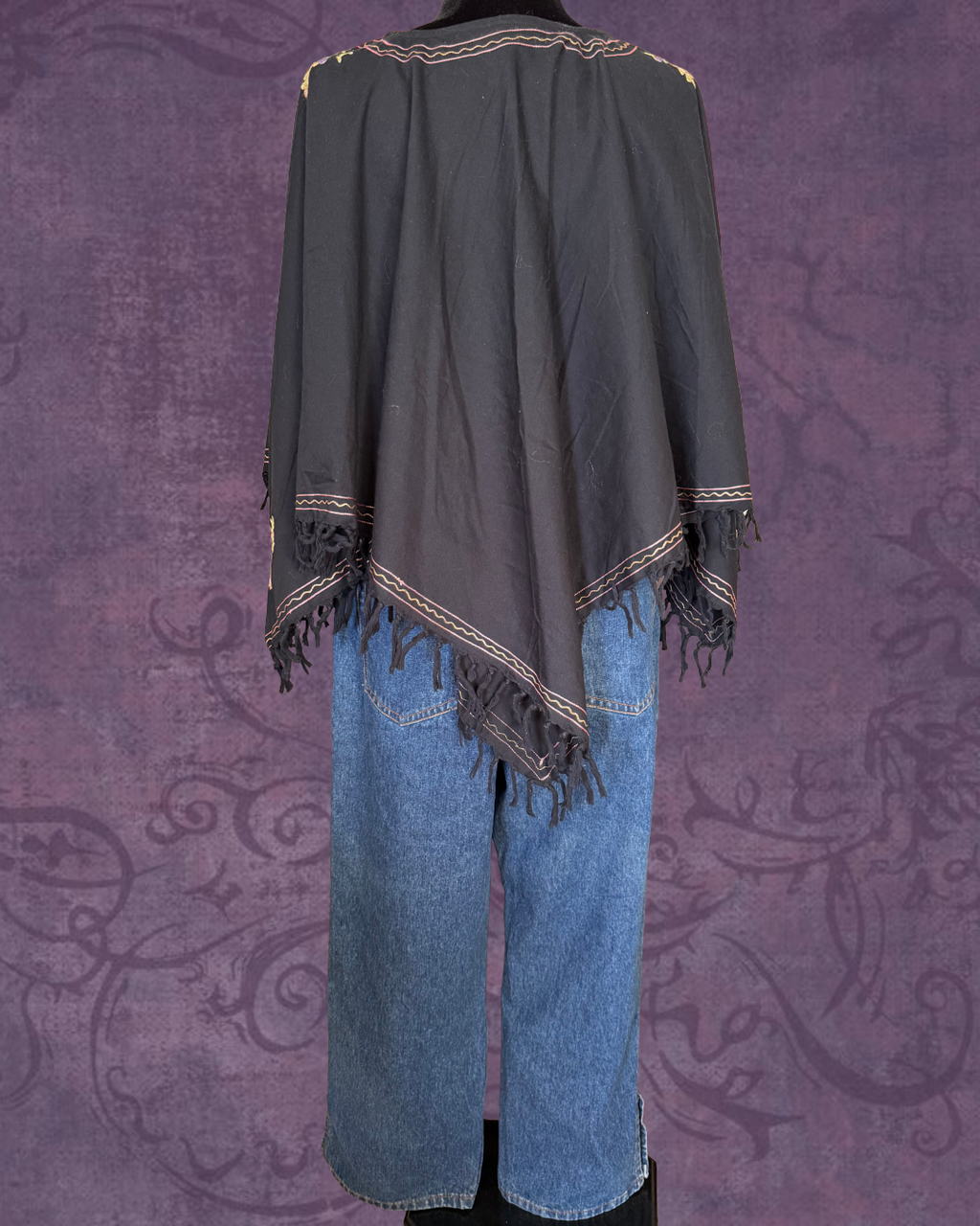 Floral embroidered poncho