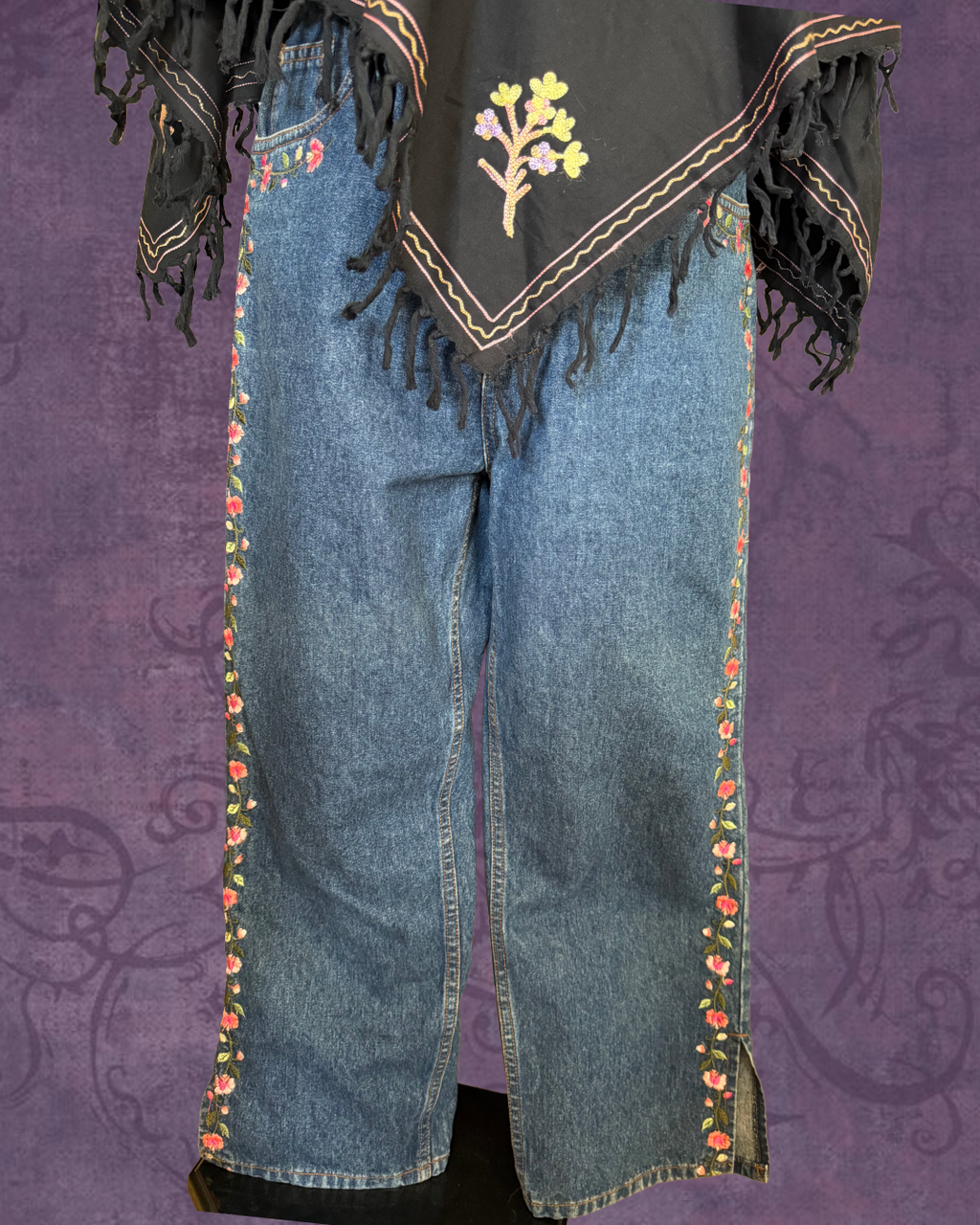 Embroidered floral jeans