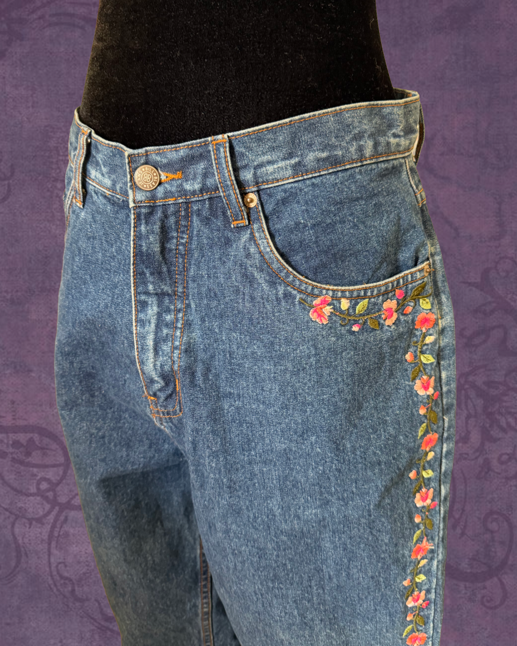 Embroidered floral jeans