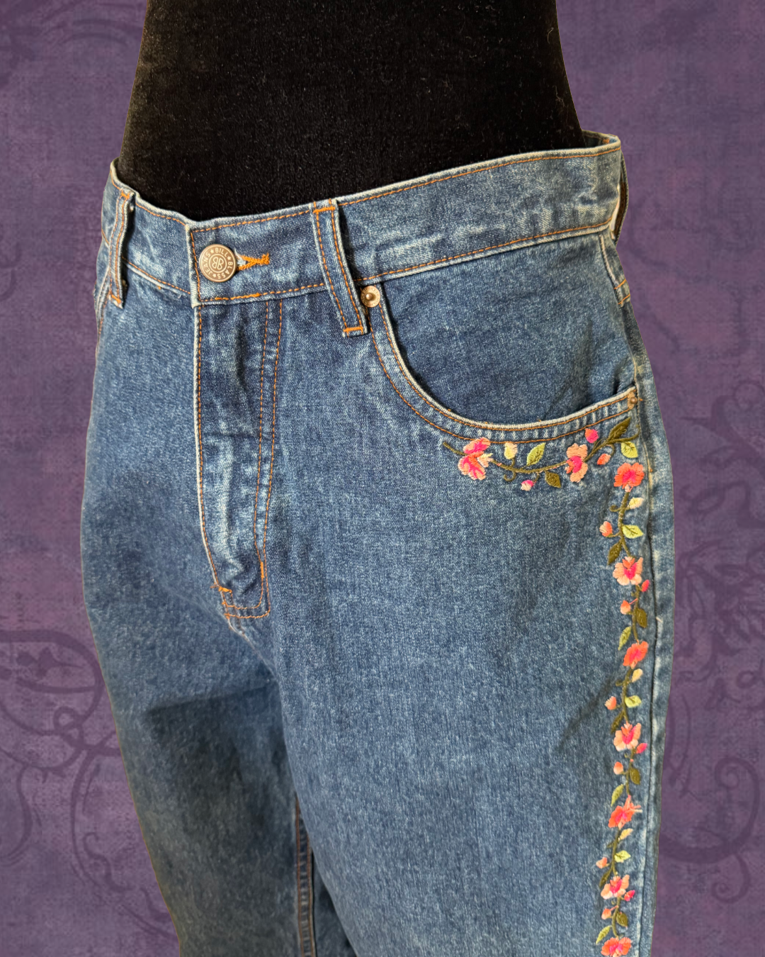 Embroidered floral jeans