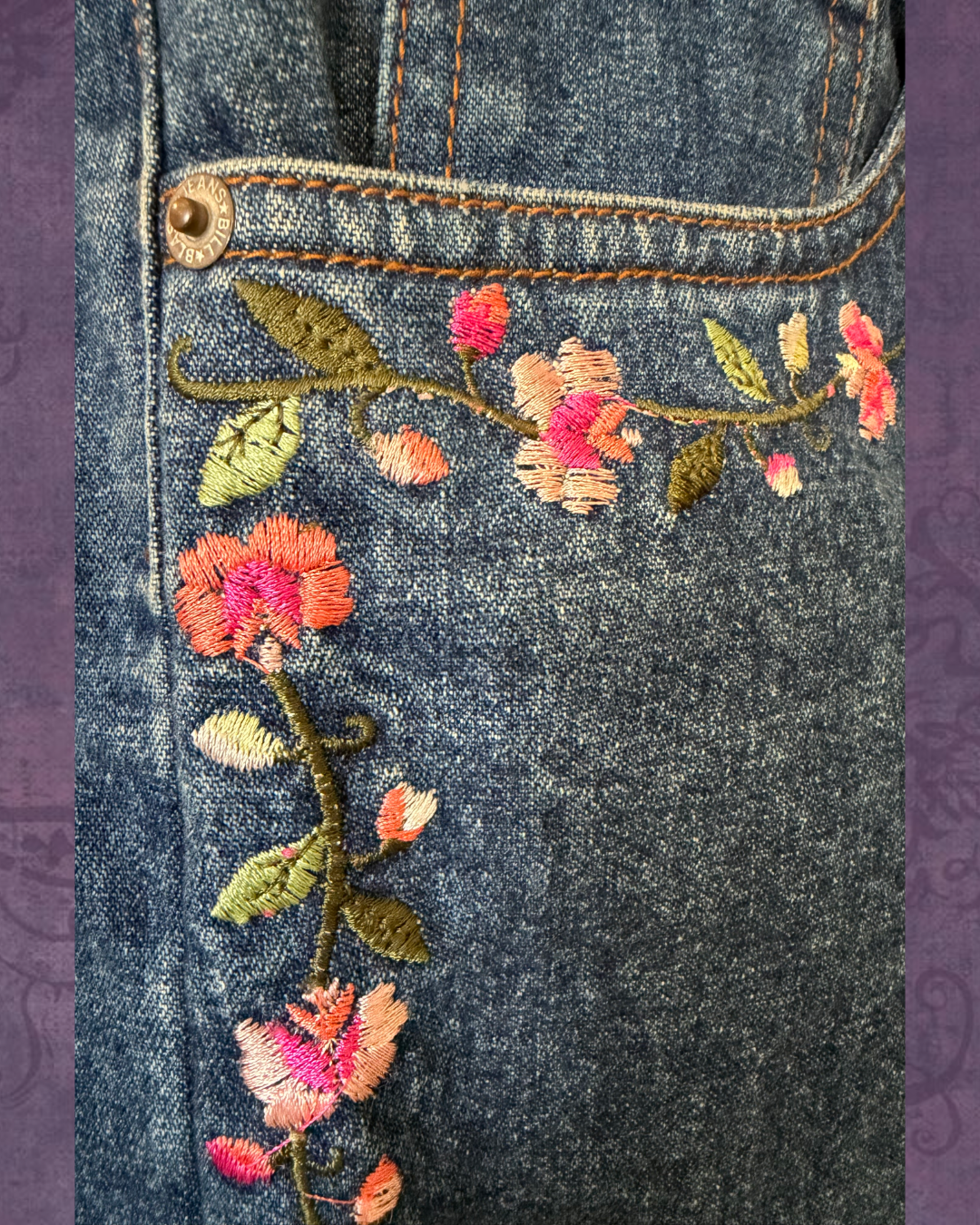 Embroidered floral jeans